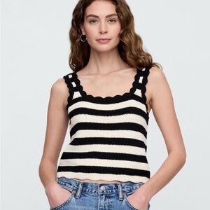 Striped Black and White Knit Tank Top Gap